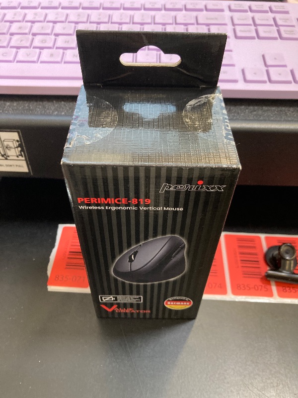 Photo 1 of Perixx PERIMICE-819B Bluetooth Portable Vertical Mouse - Wireless 3-in-1 Multi-Device Spec - Silent-Click - Portable Compact Size - Black - Right Handed