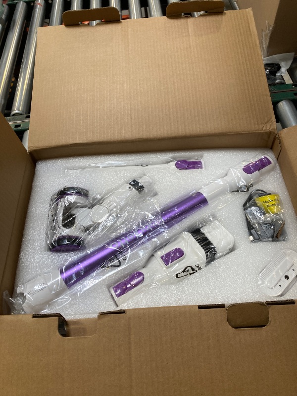 Photo 1 of FABULETTA Cordless Vacuum Cleaner for Home, 500W Lightweight Vacuum Cleaner with MAX 50 Min Detachable Battery, Brushless Motor, 6 in 1 Stick Vacuum for Hardwood Floors and Carpet Pet Hair Car?Purple?