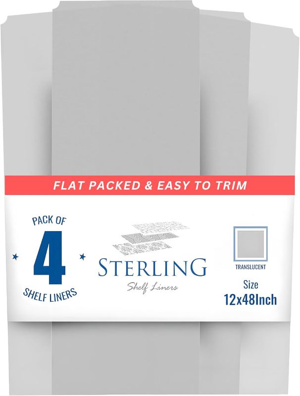 Photo 1 of 
Sterling Shelf Liners Wire Shelf Liner - Flat Packed - for Closets, Pantry and More - Plastic Closet Liner for Shelves - Easy to Trim - Wire Rack Cover - Closet Shelf Liner - Clear, 12x48 Inch 4pcs
