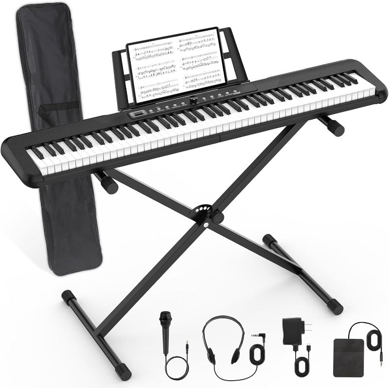 Photo 1 of 88 Key Piano Keyboard,Beginner Electric Digital Piano with Semi Weighted Keys,Keyboard Piano withSustain Pedal, Power Supply, Stand, Carrying Case,Headphones
