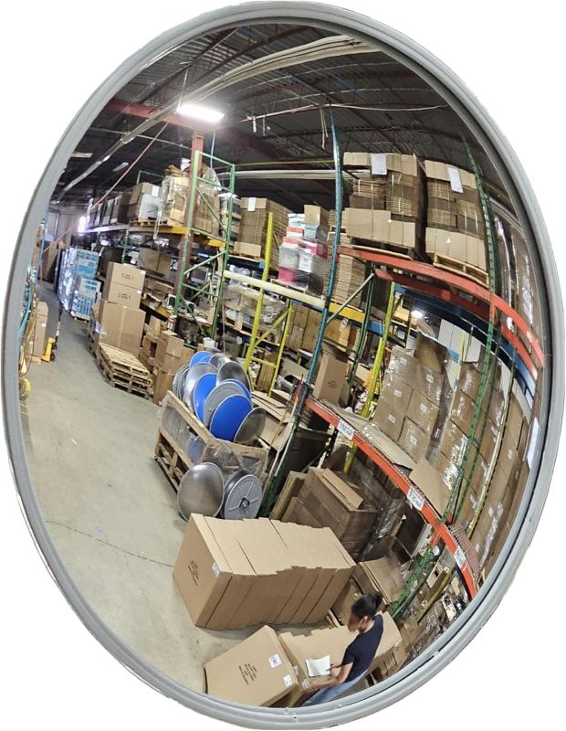 Photo 1 of 26” Outdoor Acrylic Convex Mirror/Plastic Back – Round Safety Mirror for Driveways, Stores, Warehouses & Wall Mount – Wide-Angle View – Model OC2600-convex mirror backing is either gray or black
