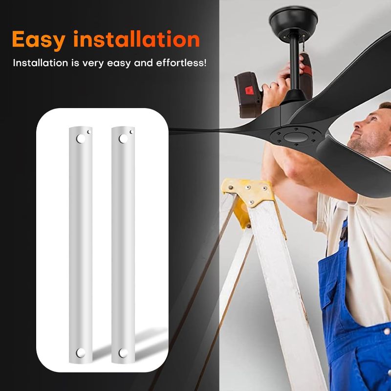 Photo 1 of 36 inch Ceiling Fan Downrod with Extension Cord, 3-Foot White Ceiling Fan Extension Rod, 1-Inch OD, ceiling fan downrods for Various Fans (White, Not Threaded)
