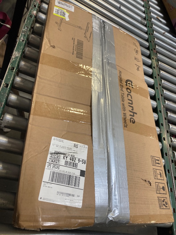 Photo 1 of Adjustable Overbed Bedside Table, Hospital Bed Table with Wheels, Portable Rolling Desk, Mobile Small Standing Desk, Rolling Laptop Stand, Computer Cart
