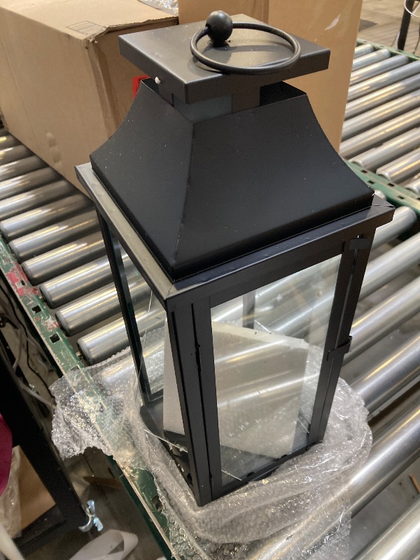 Photo 1 of Black Hurricane Lanterns with Clear Glass Panels - Ideal for Home Decor, Parties & Events - Versatile Tabletop or Hanging Lantern for Indoor & Outdoor Use Medium 20" High

