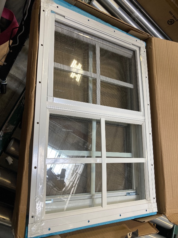 Photo 1 of Shed Windows 2 Pack 14" W x 21" H Flush Mount White Window with Tempered Glass and Fiberglass Screen,Sliding Windows with Vertical Slider and Screws for Sheds,Chicken Coop, Playhouse Garbage Room etc

