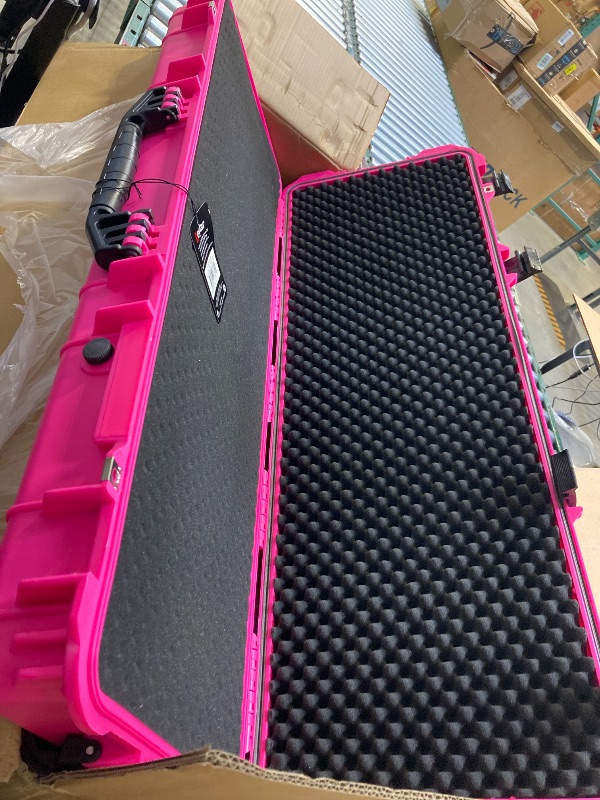 Photo 1 of Eylar 44 Inch Protective Roller Rifle Hard Case with Foam, Mil-Spec Waterproof & Crushproof, Two Rifles Or Multiple Guns, Pressure Valve with Lockable Fittings Pink