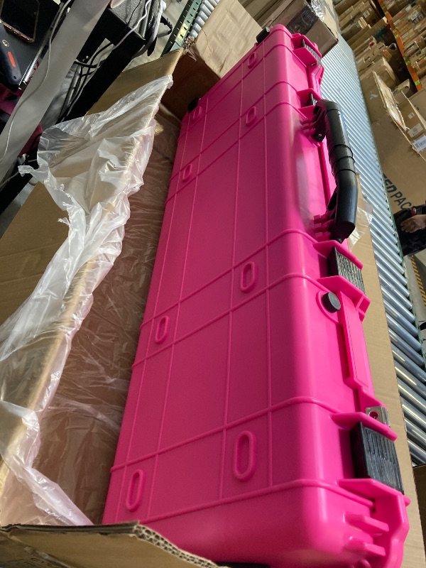 Photo 1 of Eylar 44 Inch Protective Roller Rifle Hard Case with Foam, Mil-Spec Waterproof & Crushproof, Two Rifles Or Multiple Guns, Pressure Valve with Lockable Fittings Pink