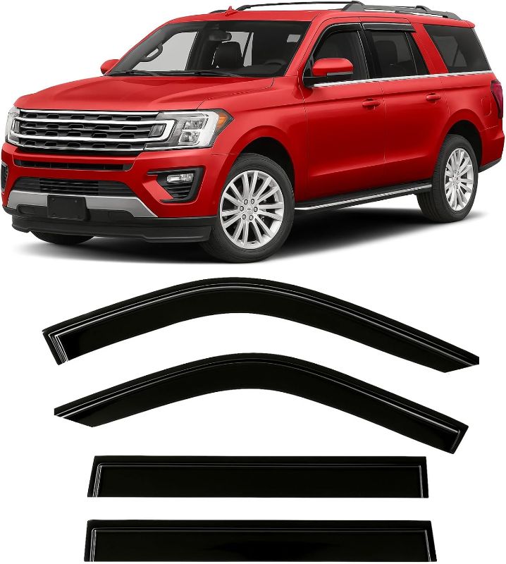 Photo 1 of 2018-2024 Tape-On Rain Guards for Ford Expedition Extra Thick Side Window Visor Deflectors XL STX XLT MAX Limited King Ranch Platinum 2019 2020 2021 2022 2023
