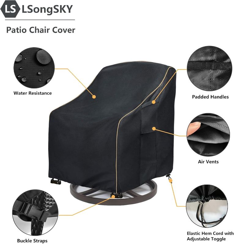 Photo 1 of Patio Swivel Chair Cover 4 Pack,Waterproof Heavy Duty Outdoor Chair Covers,Outdoor Swivel Chair Cover for Patio Furniture Covers(30W x 34D x 36H inches),Black
