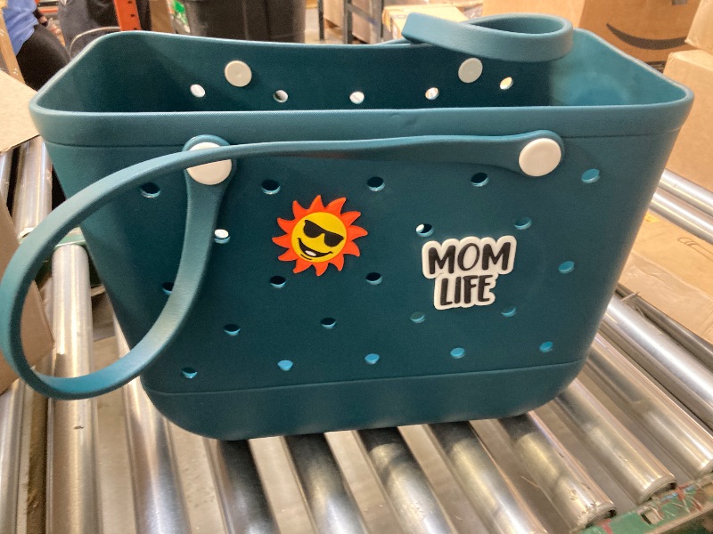 Photo 1 of Beach Rubber Bag Tote Bag  Waterproof Travel Women Handbag with Charms for Sports Beach Pool Groceries
