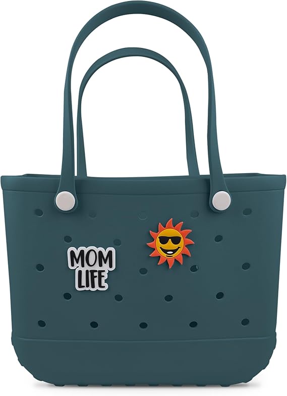 Photo 1 of Beach Rubber Bag Tote Bag Waterproof Travel Women Handbag with Charms for Sports Beach Pool Groceries