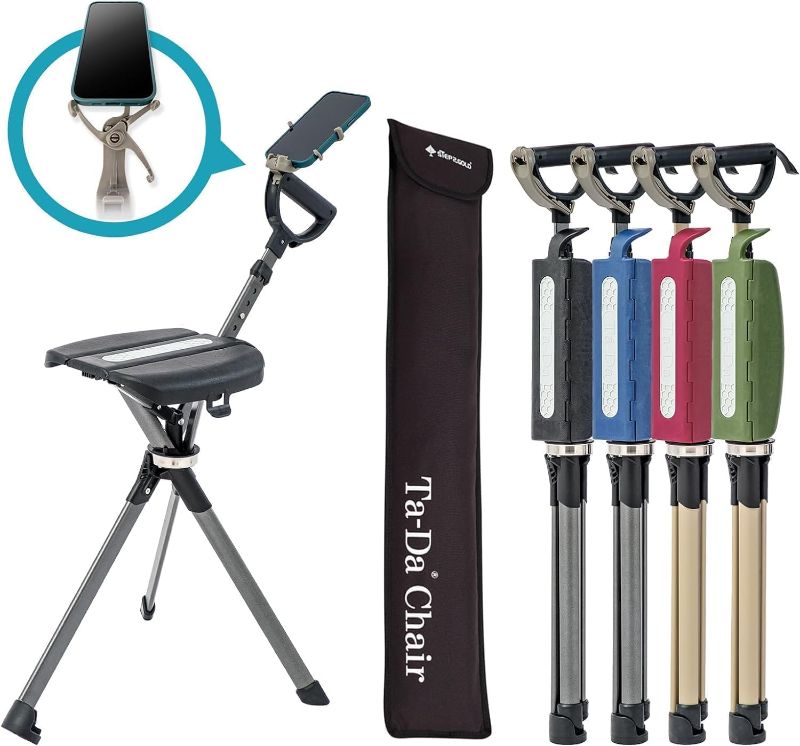 Photo 1 of 1pc---STEP2GOLD Ta-Da Chair Series 2 PRO, Portable Trekking Hiking Pole, Folding Walking Stick with Seat, Walking Cane with Chair, Foldable Chair, Lightweight Aluminum, Easy Carry and Storage, Anti-Slip

