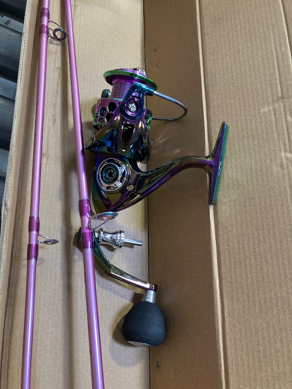 Photo 1 of Sougayilang Spinning Rod Reel Combos,Colorful Two Pieces Spinning Pole with Smooth Strong Reel Available for Freshwater Saltwater
