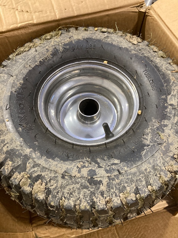 Photo 1 of 15x6.00-6 Lawn Mower Tire and Wheel Front Tire Compatible with John Deere Craftsman Husqvarna Riding Mowers Lawn Tractors
