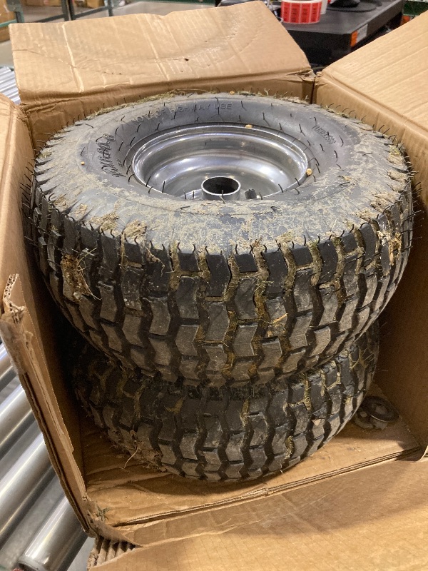 Photo 1 of 15x6.00-6 Lawn Mower Tire and Wheel Front Tire Compatible with John Deere Craftsman Husqvarna Riding Mowers Lawn Tractors
