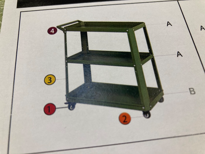 Photo 1 of 3 Tier Rolling Tool Cart with Lockable Silent Wheels, 330 LBS Capacity, Metal Service Cart for Home, Garage, Warehouse, Workshop
