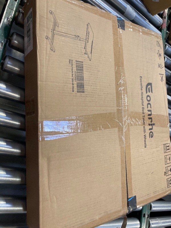 Photo 1 of Adjustable Overbed Bedside Table, Hospital Bed Table with Wheels, Portable Rolling Desk, Mobile Small Standing Desk, Rolling Laptop Stand, Computer Cart
