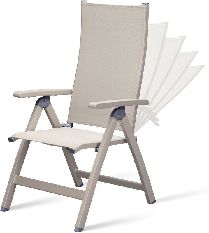 Photo 1 of Adjustable Folding Chair, Indoor Bedroom, Outdoor Balcony, Patio, Lawn Yard Beach, Porch, for Comfortable Foldable Lounge Chair, Portable Cozy Recliner, Metal Frame
