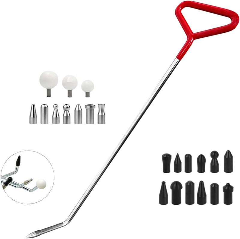 Photo 1 of LadyRosian Paintless Dent Repair Tool Dent Removal Rods Set Stainless Steel Tools with Accessories for Car Body Dent and Hail Damage Repair
