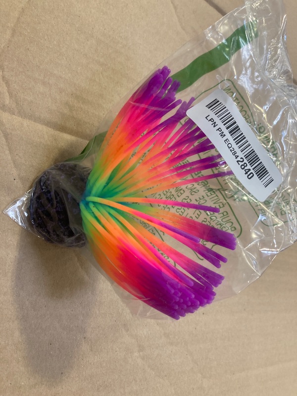 Photo 1 of Uniclife Aquarium Imitative Rainbow Sea Urchin Ball Artificial Silicone Ornament with Glowing Effect for Fish Tank Landscape Decoration