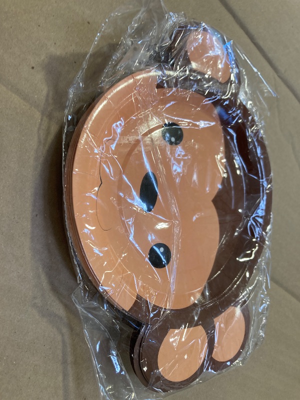 Photo 1 of 20 Count Monkey Paper Plates Zoo Monkey Shaped Disposable Party Supplies Jungle Safari Party Cake Dessert Plate Animals Theme Dinnerware for Gender Reveal Boy Girl Baby Shower Birthday Decorations