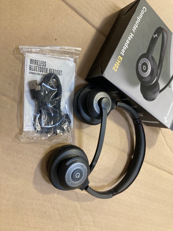 Photo 1 of JIAMQISHI Wireless Headset with AI Noise Cancelling Microphone Bluetooth Headset - Bluetooth V5.2 Headphones with USB Dongle & Mic Mute for Computer/Laptop/PC/iPhone/Android/Cell Phones/Zoom