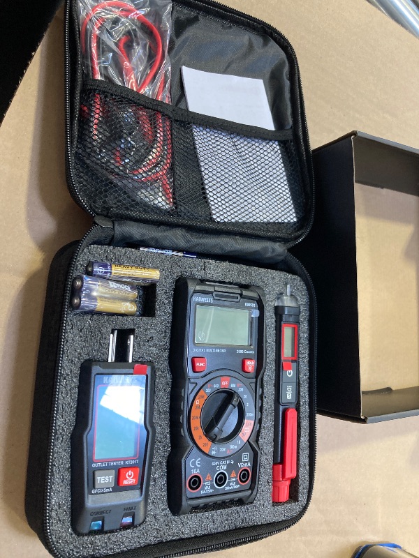 Photo 1 of KAIWEETS Electrical Test Kit KIT01, Digital Multimeter, Smart Non-Contact Voltage Tester & GFCI Outlet Tester with LCD, Complete Set with Carrying Case & Batteries for Electrician, DIY & HVAC