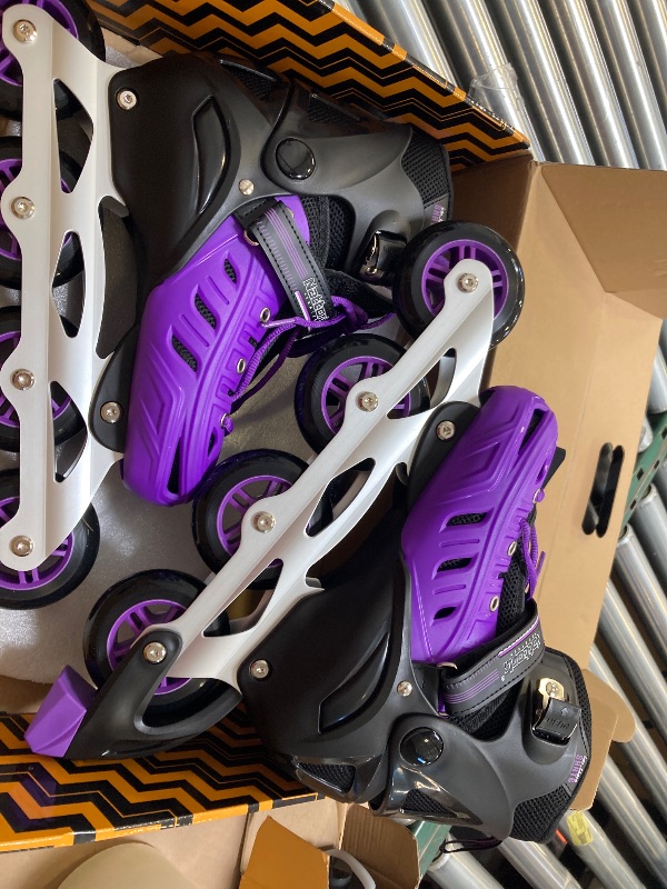 Photo 1 of Nattork Inline Skates for Boys and Girls Men Women, 4 Sizes Adjustable Blades Roller Skates Beginner Adult Youth Black Purple