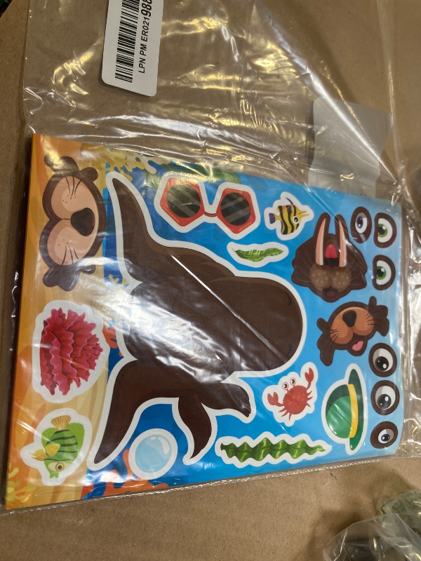 Photo 1 of 24PCS 8.26"x5.9" Ocean Stickers for Kids, Make Your Own Sea Animal Mix and Match Sticker Sheets, Make a Face Stickers, Summer Sticker for Kids 3-5 Birthday Party Favor, Teacher Reward