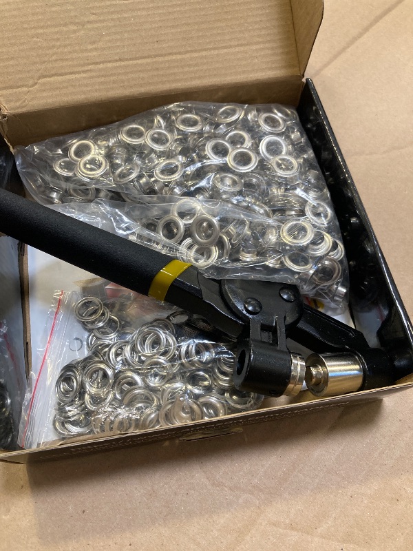 Photo 1 of HAPDEN Grommet Tool Kit, 3/8 inch Handheld Eyelet Kit Manual Grommet Press Machine with 500 pcs 10 mm Grommets