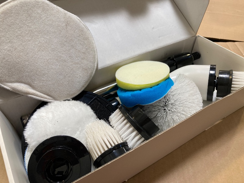 Photo 1 of Electric Spin Scrubber, Cordless Cleaning Brush, Shower Scrubber with 9 Brush Heads 2H Power Dual Speed, Adjustable Extension Handle, IPX7 Waterproof for Tub Tile Floor Car, O-White