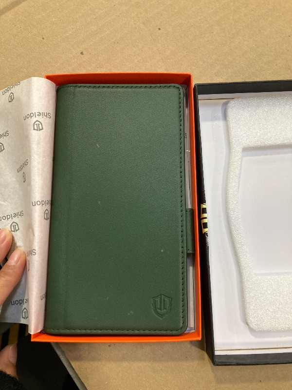 Photo 1 of SHIELDON Case for Galaxy Z Fold7 8.0", Genuine Leather Magnetic Wallet Case, RFID Blocking Card Holder Kickstand Shockproof Cover Compatible with Galaxy Z Fold 7 2025 - Midnight Green