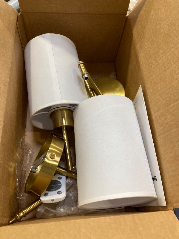 Photo 1 of NIORSUN Battery Operated Wall Sconce Set of 2, Gold Wireless Rechargeable Wall Lights with 5200mAh Dimmable Detachable Bulbs and Remote, 9 Colors Sconces Wall Decor for Bedroom Living Room Hallway