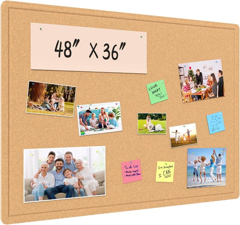 Photo 1 of Samstar Large Bulletin Board - 48 x 36 Inches, Decorative Felt Pin Board for Wall - 4' x 3' Cork Board Alternative for Wall, Vision Board Photo Display Board Includes 30 Push Pins - Ginger Yellow
