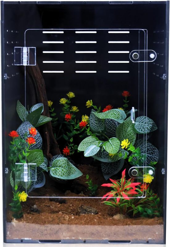 Photo 1 of Reptile Enclosure for Crested Gecko – 12x12x18 Acrylic Reptile Tank for Gecko, Snake, and Lizard – PVC Terrarium for Small Pets
