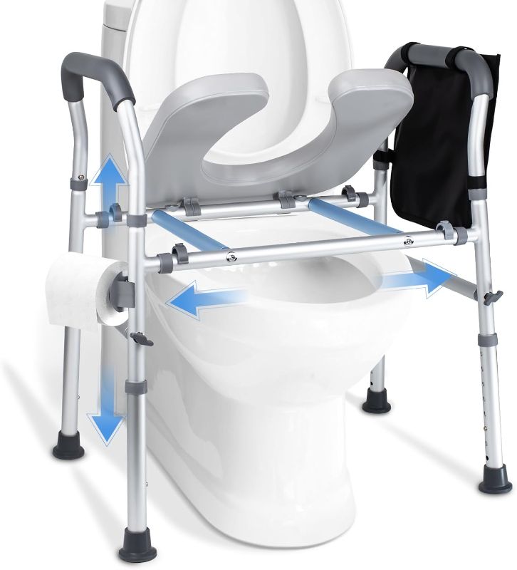 Photo 1 of Raised Toilet Seat with Handles-Toilet Seat Riser for Seniors with Adjustable Height & Width,500 LBS Raised Toilet Seat, Handicap Elevated Toilet Seat with Arms for Elderly, Pregnant
