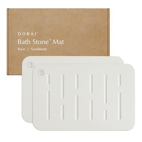 Photo 1 of Dorai Home Bath Stone Mat 23.6"x15.4"| Luxury Diatomite Stone Bath Mat |Quickly Removes Water | Non-Slip, Quick-Dry Stone Bath Mat for Bathroom | Rain

