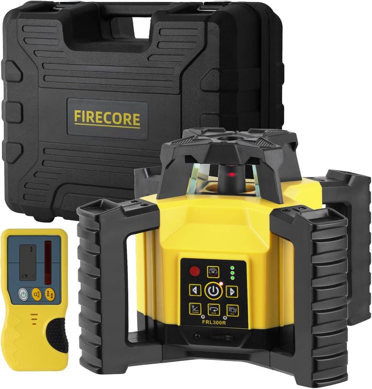 Photo 1 of Firecore FRL300R Rotary Laser Level Kit, 360 Degree Self-Leveling Horizontal Rotary Laser for Construction, Includes Receiver, Detector Holder, Glasses, Li-ion Battery and Hard Case
