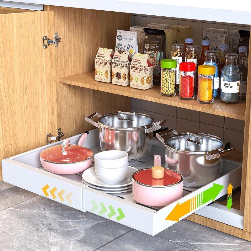 Photo 1 of Pull Out Cabinet Organizer 21" Deep Slide Out Drawers Adjustable Width For Kitchen Pantry

