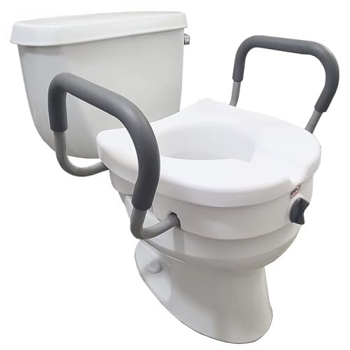 Photo 1 of Carex E-Z Lock Raised Toilet Seat with Handles, 5" Toilet Seat Riser with Arms, Handicap Raised Toilet Seat for Seniors and Elevated Toilet Seat
