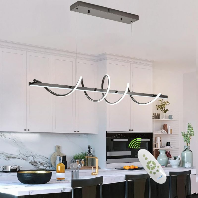 Photo 1 of Black Modern Chandelier,Modern Led Pendant Light for Kitchen Island Lighting Dimmable 39.73" Creative Snake-Shaped Twist Design Modern Led Chandelier for Dining Room Over Table
