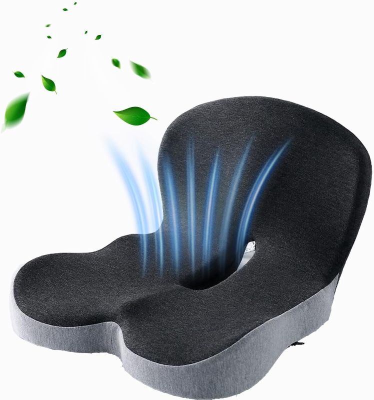 Photo 1 of Memory Foam L-Shaped Integrated Cushions - Office Chair Cushion, Butt Pillow with Back Support, Ergonomic Cushions with Lumbar Support, Relieve Coccyx Pain
