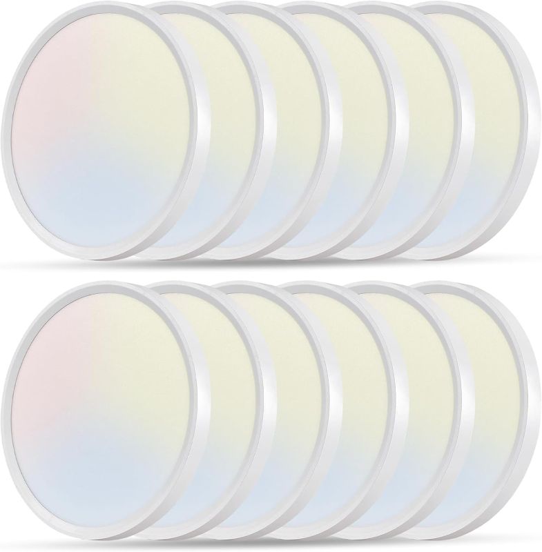 Photo 1 of 12PK 12 Inch LED Flush Mount Super Slim Ceiling Light, 24W, 2520LM, 3000K/4000K/6000K CCT Selectable, Close to Ceiling Round Flat Panel Light for Hallway, Bedroom, Kitchen
