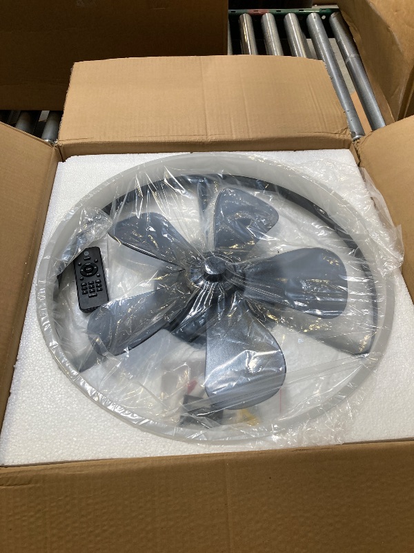 Photo 1 of Ceiling Fans with Lights, 19.7'' Flush Mount Ceiling Fan with Lights and Remote, 3000K-6000K Dimmable Modern Low Profile Ceiling Fans for Bedroom Living Room, 6 Speeds Fandelier LED Fan Light
