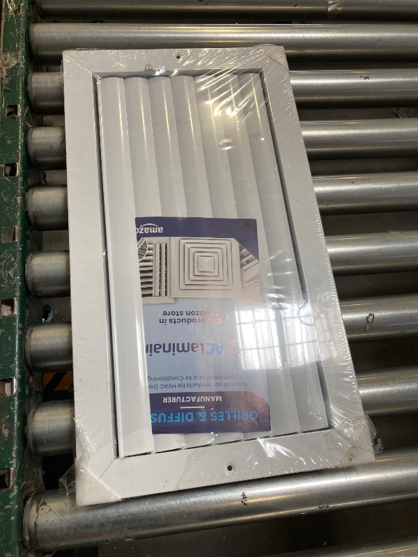 Photo 1 of 8x16 Inch (Duct Opening) Aluminum 1-Way Air Flow Vent – HVAC Vent Cover for Wall or Ceiling – Quiet HVAC Wall Register with Multi-Shutter Damper – Adjustable Curved Blade - Plastic Seal for Tight Fit