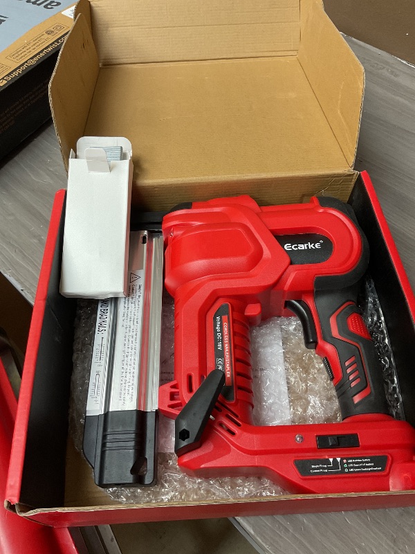 Photo 1 of Ecarke 2" Electric Nail Gun Compatible with Milwaukee 18V Battery(No Battery),2 in 1 Cordless Brad Nailer Stapler with 1000 Nails,18 Gauge Nail Gun Battery Powered,2 Firing Modes for Trim Wood DIY