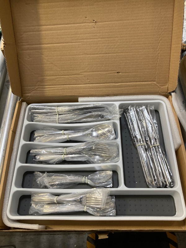 Photo 1 of 49-Piece Silverware Set with Organizer, Heavy Duty Stainless Steel Flatware for 8, Cutlery Utensil Sets with Steak Knives, Rust-proof, Mirror Polished, Dishwasher Safe