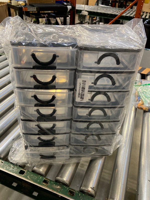 Photo 1 of Thyle 2 Pcs Plastic Drawers Organizer Mini Organizer Stackable Plastic Clear Drawer Storage Box Containers Storage Units for Desktop Classroom Craft 6.7 x 4.9 x 13.4 inches(Black)