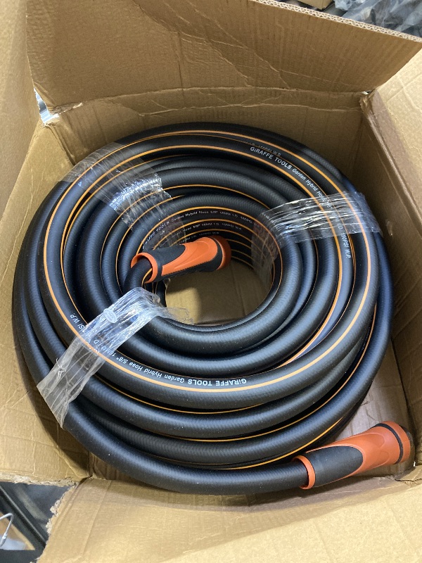 Photo 1 of Giraffe Tools Garden Hose 100ft x 5/8", Water Hose Heavy Duty, Flexible, Lightweight Hybrid Hose with Swivel Handle, Male to Female Fittings, Burst 600 PSI