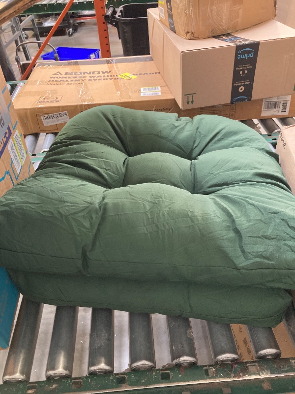 Photo 1 of All Weather Outdoor Wicker Chair Cushions of 3 Pieces, Waterproof Outdoor Wicker Chair Cushion for Patio Furniture Loveseat Settee Bench, 1 Loveseat and 2 U-Shaped Thickened Cushions, Green
